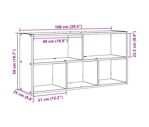 Estantería de pared madera ingeniería blanca 100x25x50 cm