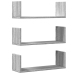 Estante de pared 3 uds madera ingeniería gris Sonoma 58x18x18cm