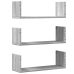 Estante de pared 3 uds madera ingeniería gris Sonoma 58x18x18cm