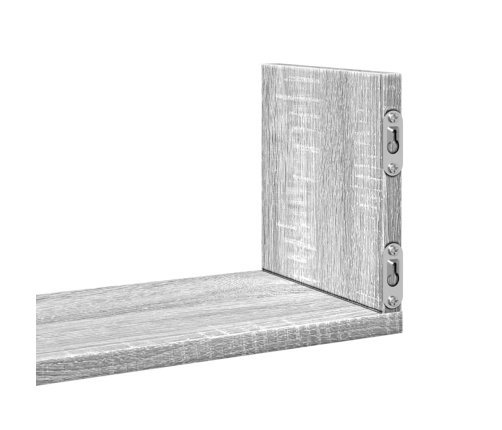 Estante de pared 3 uds madera ingeniería gris Sonoma 58x18x18cm