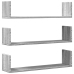 Estante de pared 3 uds madera ingeniería gris Sonoma 80x18x18cm