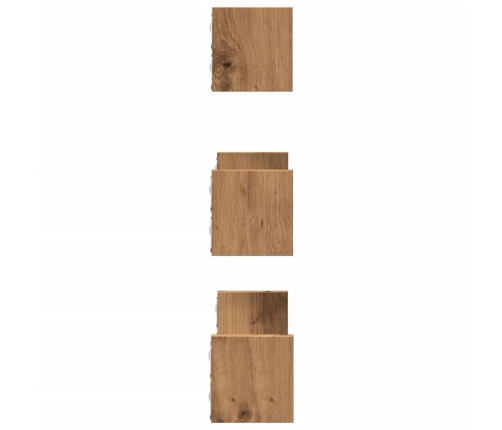 Estante de pared 3 uds madera de ingeniería roble artesanal