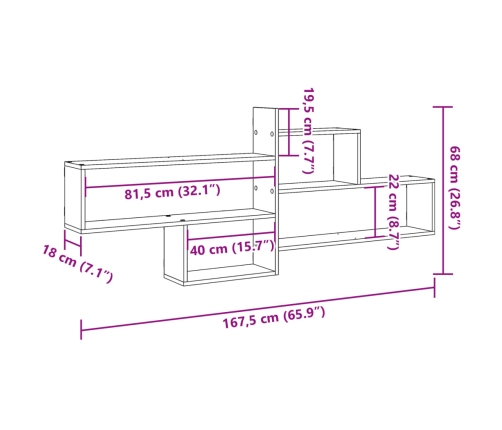 Estantería de pared madera ingeniería blanca 167,5x18x68 cm