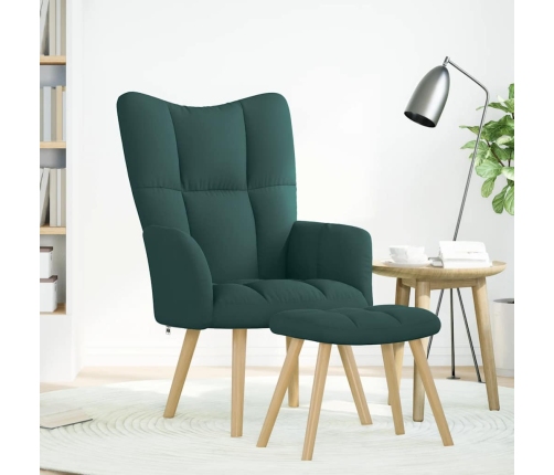 Sillón de relax con taburete tela verde oscuro