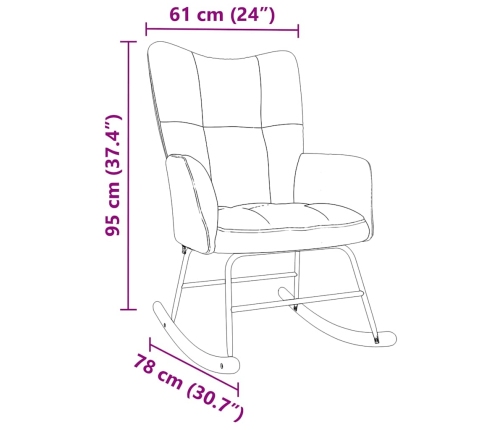 Silla mecedora de tela gris claro