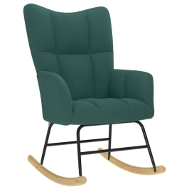 Silla mecedora de tela verde oscura