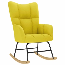 Silla mecedora de tela amarillo clara