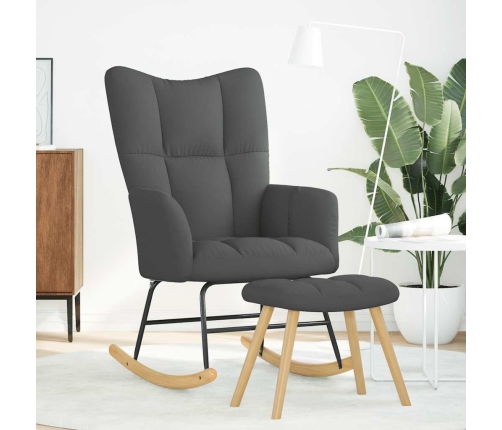 Sillón mecedora con taburete tela gris oscuro