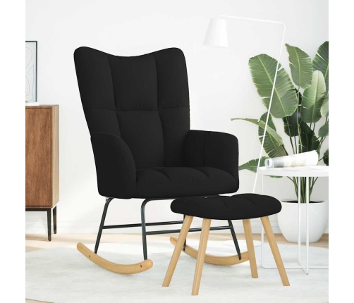 Sillón mecedora con taburete tela negro