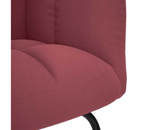 Sillón mecedora con taburete tela rojo tinto