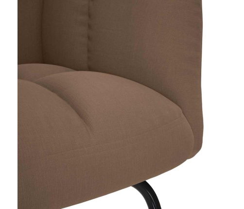 Sillón mecedora con taburete tela marrón