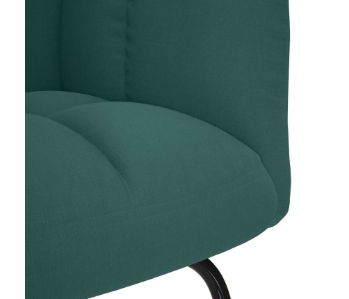 Sillón mecedora con taburete tela verde oscuro