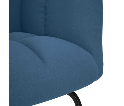 Sillón mecedora con taburete tela azul