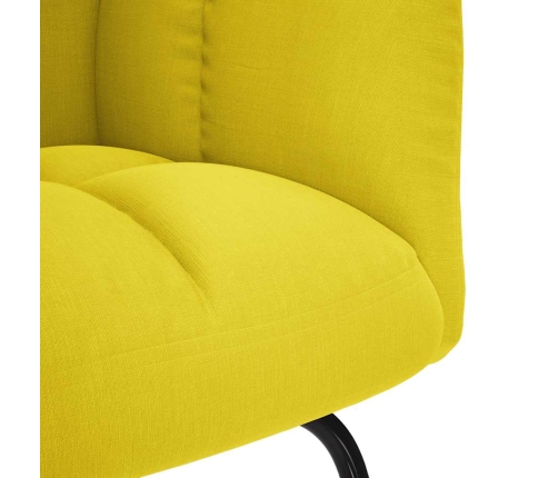 Sillón mecedora con taburete tela amarilla claro