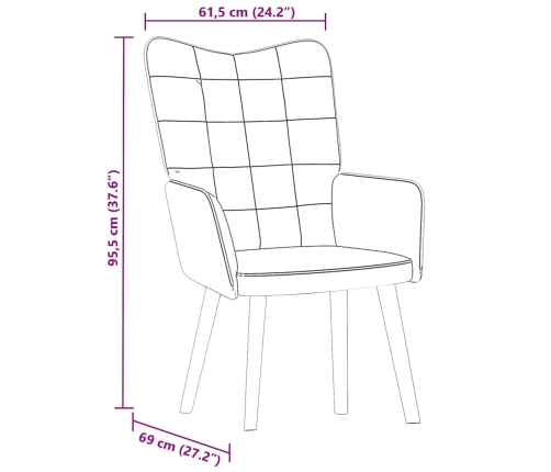 Sillón de relax de terciopelo gris oscuro