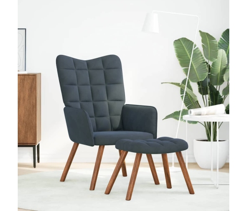 Sillón de relax con reposapiés terciopelo gris oscuro