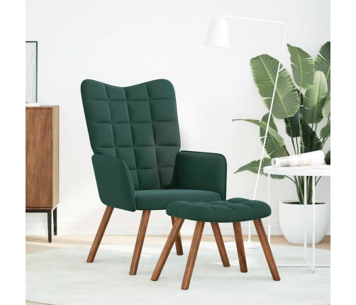 Sillón de relax con reposapiés terciopelo verde oscuro