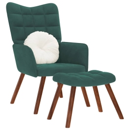 Sillón de relax con reposapiés terciopelo verde oscuro