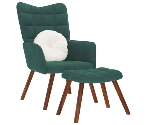 Sillón de relax con reposapiés terciopelo verde oscuro