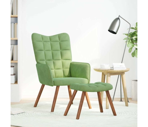 Sillón de relax con reposapiés terciopelo verde claro