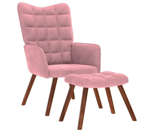 Sillón de relax con reposapiés terciopelo rosa