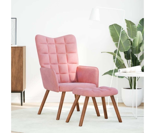 Sillón de relax con reposapiés terciopelo rosa