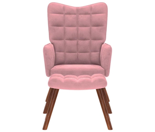 Sillón de relax con reposapiés terciopelo rosa