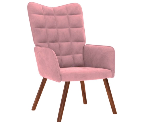 Sillón de relax con reposapiés terciopelo rosa