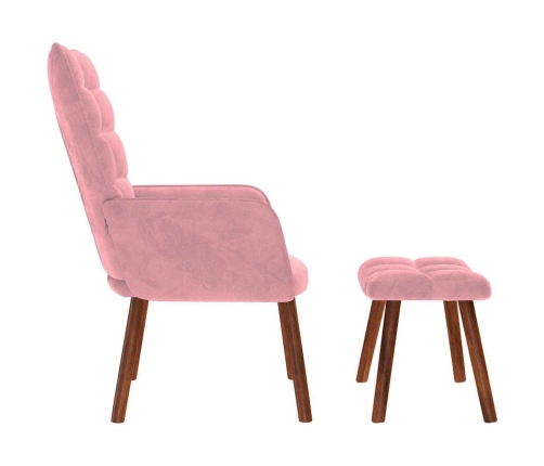 Sillón de relax con reposapiés terciopelo rosa