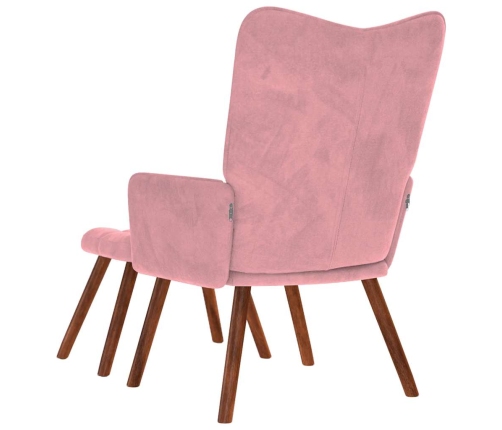 Sillón de relax con reposapiés terciopelo rosa