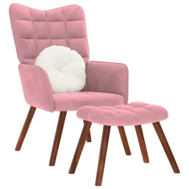 Sillón de relax con reposapiés terciopelo rosa