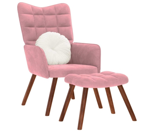 Sillón de relax con reposapiés terciopelo rosa