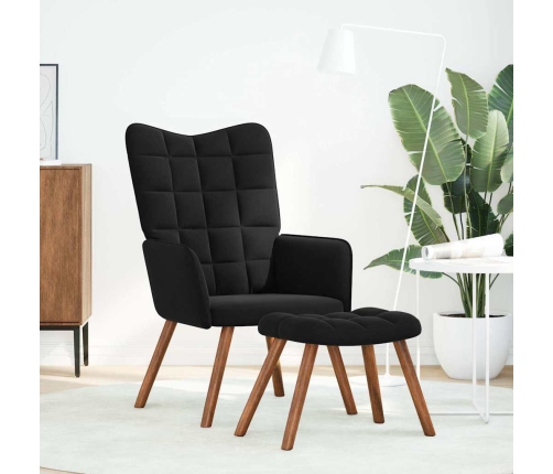 Sillón de relax con reposapiés terciopelo negro