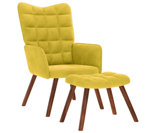 Sillón de relax con taburete terciopelo amarillo