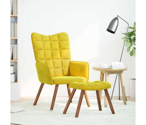 Sillón de relax con taburete terciopelo amarillo