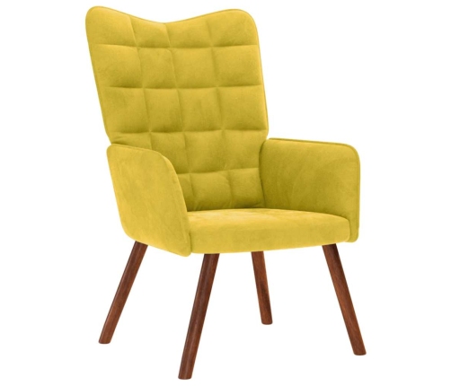 Sillón de relax con taburete terciopelo amarillo