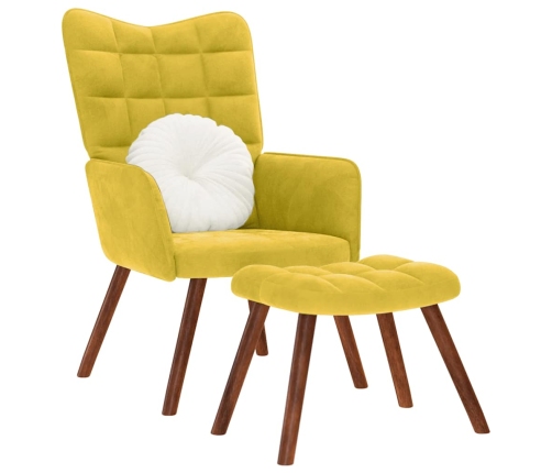 Sillón de relax con taburete terciopelo amarillo