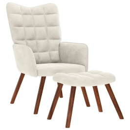 Sillón de relax con taburete terciopelo crema