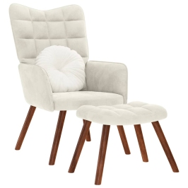 Sillón de relax con taburete terciopelo crema