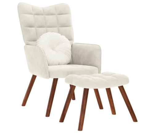 Sillón de relax con taburete terciopelo crema