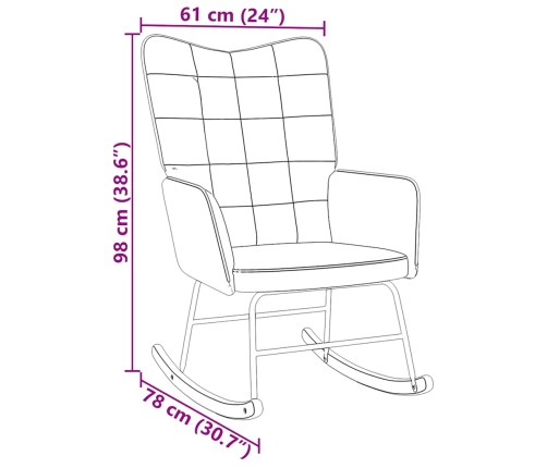 Silla mecedora de terciopelo gris claro