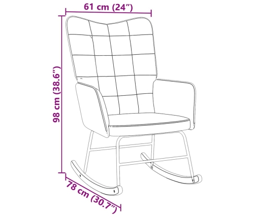 Silla mecedora de terciopelo gris oscuro