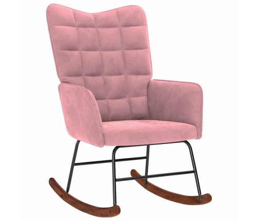 Silla mecedora de terciopelo rosa