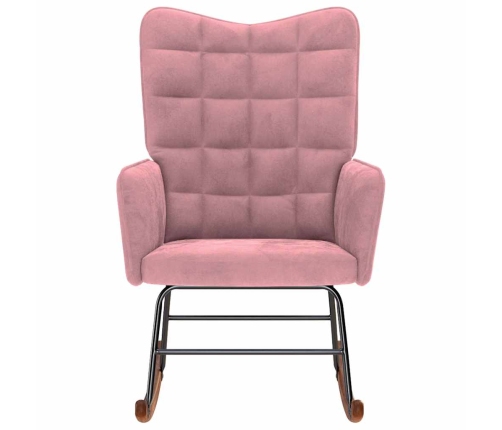 Silla mecedora de terciopelo rosa