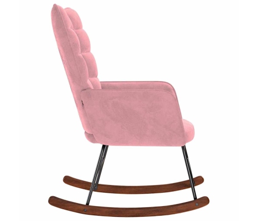 Silla mecedora de terciopelo rosa