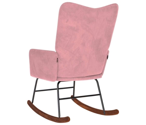 Silla mecedora de terciopelo rosa