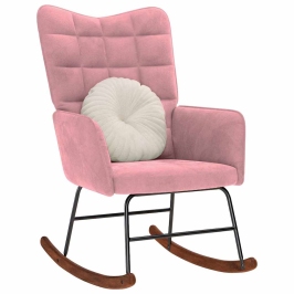 Silla mecedora de terciopelo rosa