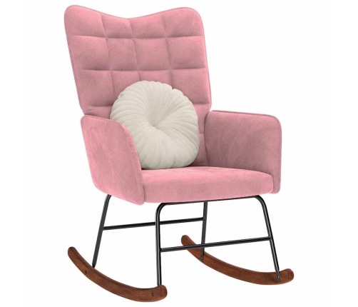 Silla mecedora de terciopelo rosa