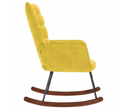 Silla mecedora de terciopelo amarillo