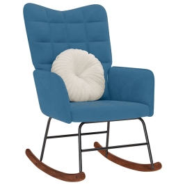 Silla mecedora de terciopelo azul